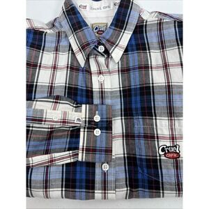 Cruel Girl Western Cowgirl‎ Blue & Black Plaid Button Up Shirt Size M